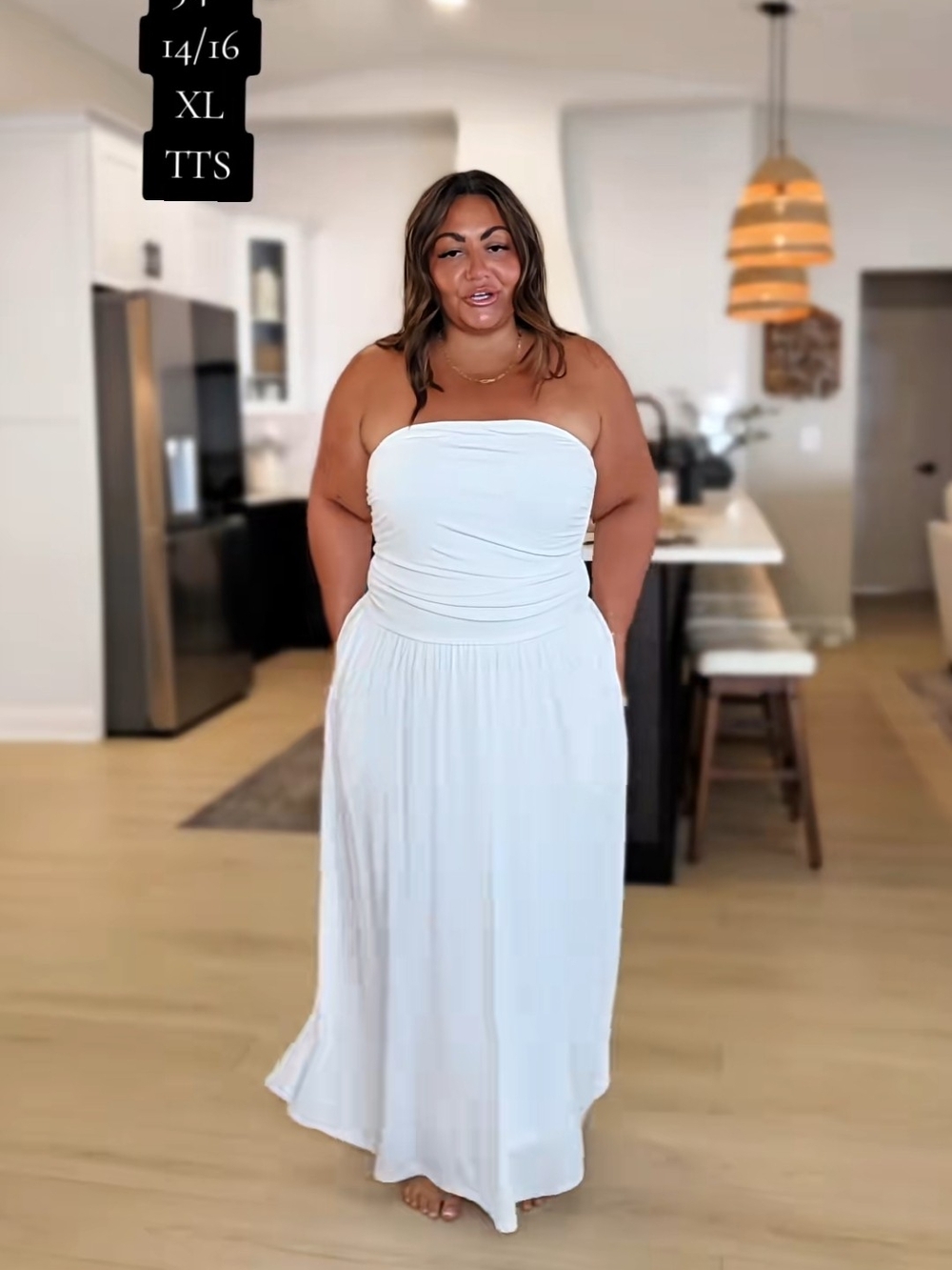 BTFBM Summer Maxi Dresses Strapless Ruched Tube Top Flowy Beach - Picture 7 of 12